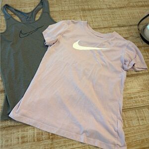 Nike Heather Gray Athletic Tank and‎ Lilac Nike Dri Fit Tee Both Adult Small